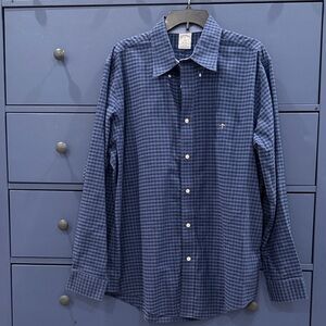 Brooks Brothers Navy Checkered Button Down Shirt